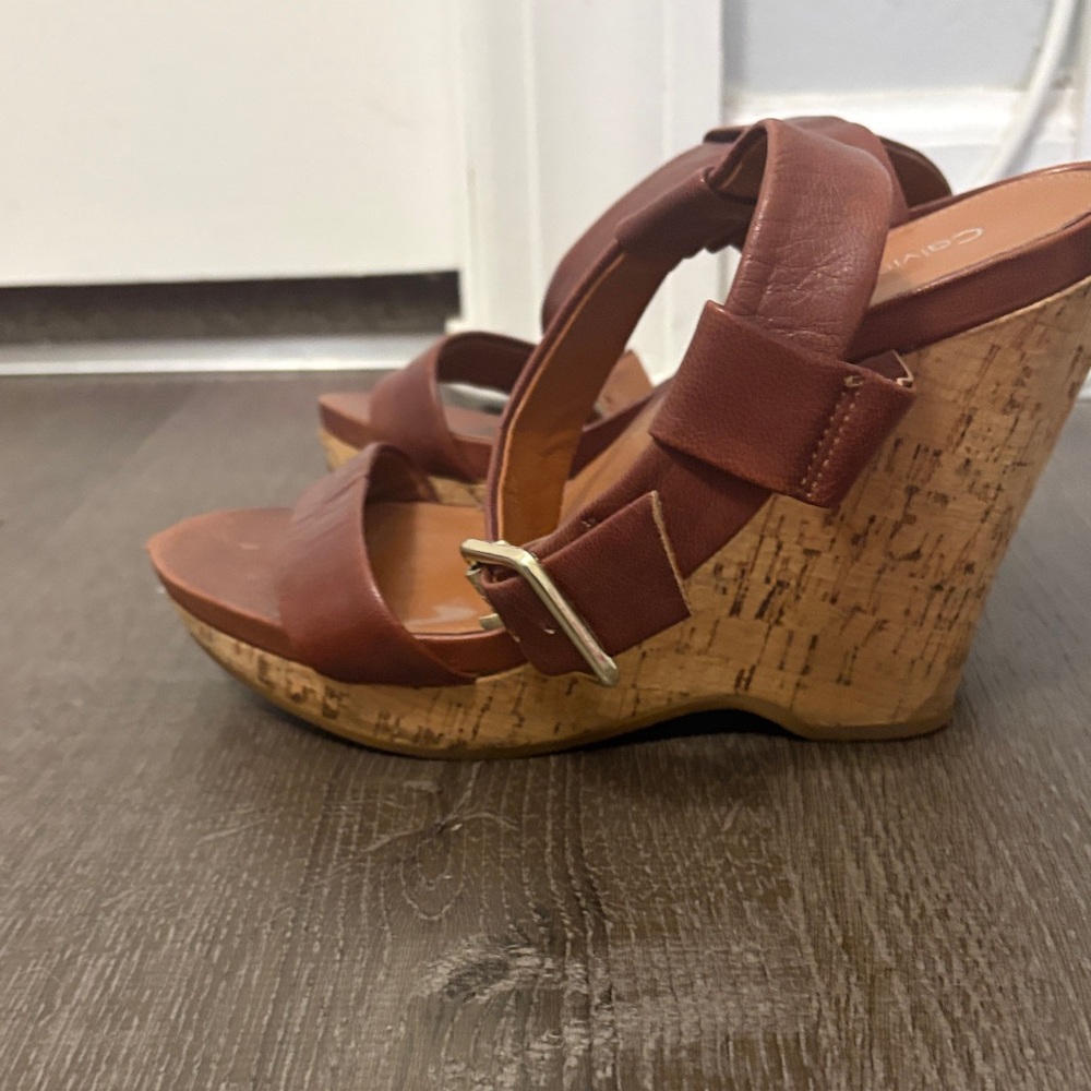 Calvin Klein Tan Wedge Sandals